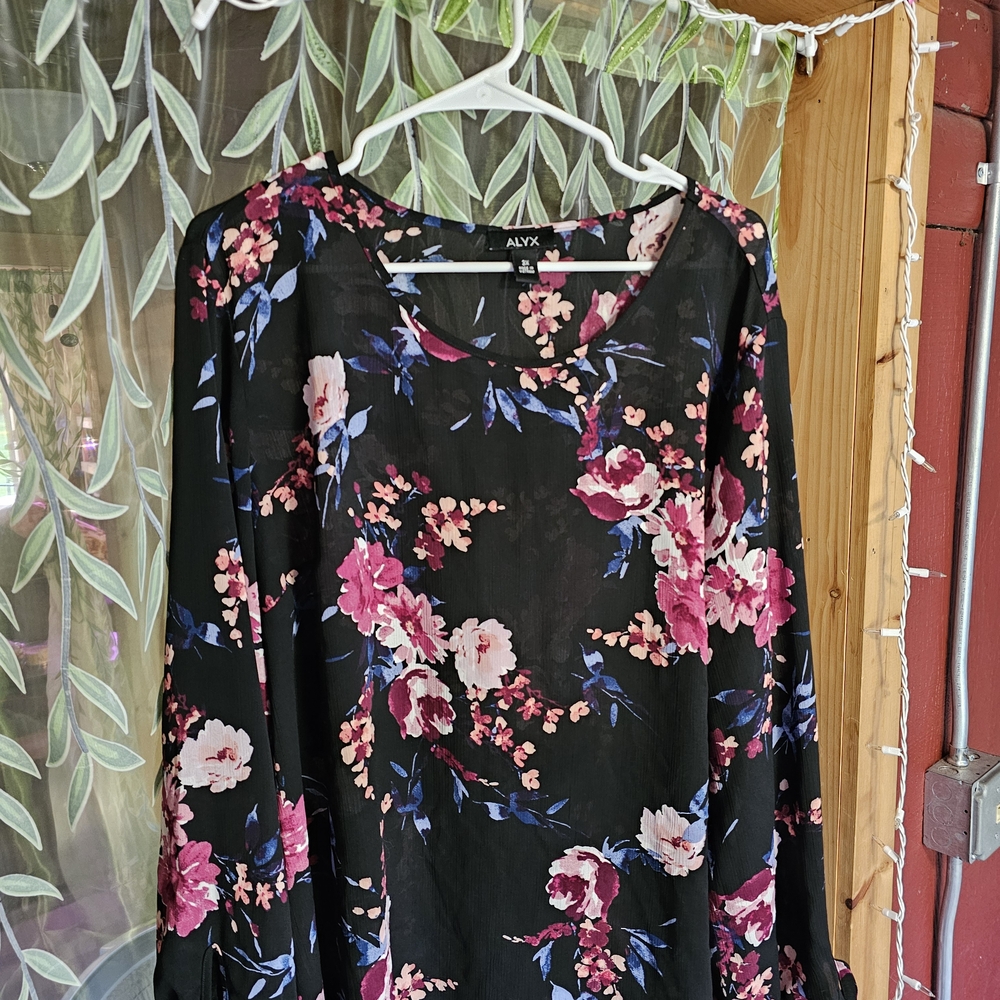 Alyx Black Floral Long Sleeve Top